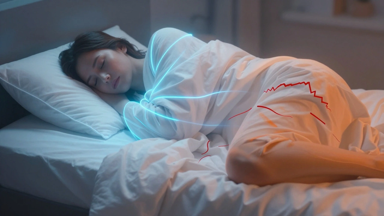 Person sleeping comfortably under a smooth duvet with stable temperature