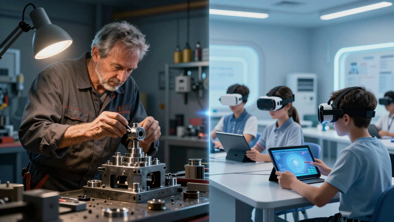 Contrast between traditional machining and modern VR training